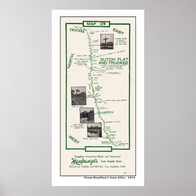 1914 Karta, nederländskt flat till Truckee - Poste Poster (Framsidan)