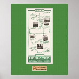 1914 Karta, Redlands till Perris Poster