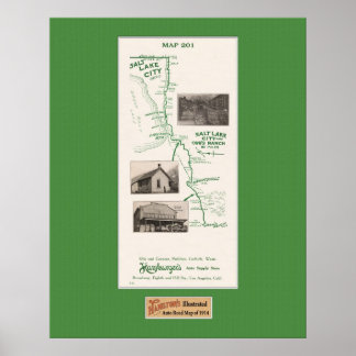 1914 Karta, Salt Sjö City och Orrs Ranch Poster