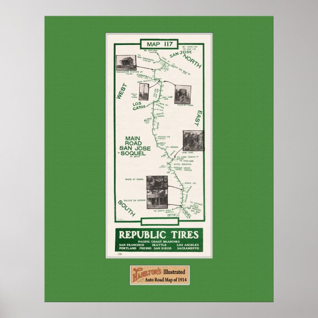 1914 Karta, San Jose-Soquel Poster (Framsidan)