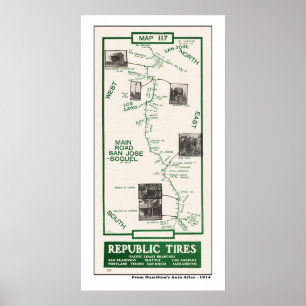 1914 karta, San Jose till Soquel Poster