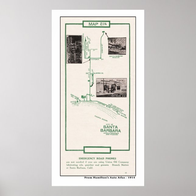 1914 Karta, Santa Barbara Poster (Framsidan)