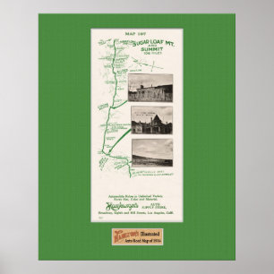 1914 Karta, sockerLoaf Mt till Hett Bäck Range Poster