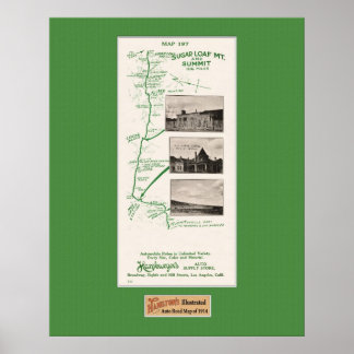 1914 Karta, sockerLoaf Mt till Hett Bäck Range Poster