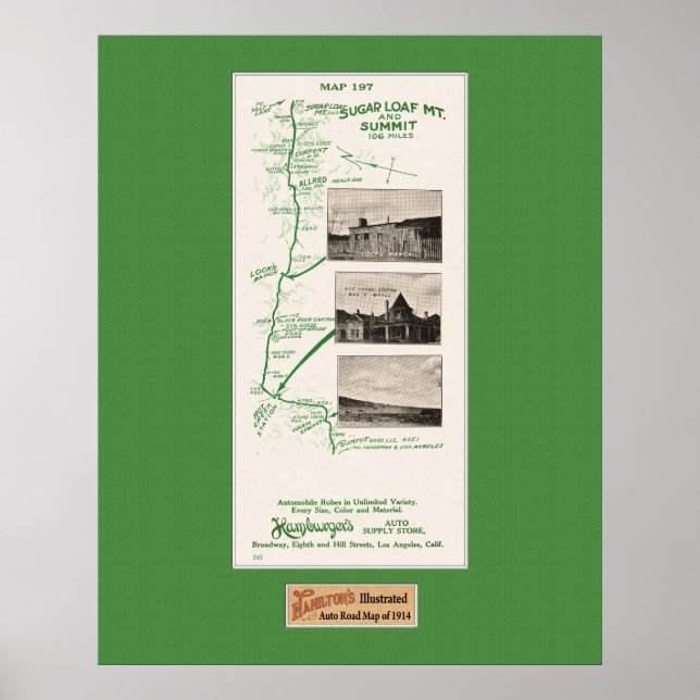 1914 Karta, sockerLoaf Mt till Hett Bäck Range Poster (Framsidan)