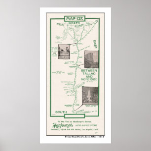 1914 karta, Tahoe, Stillahavs- hus till Tallac Poster