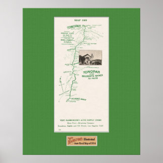 1914 Karta, Tonopah till Gilberts ranch Poster