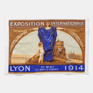 1914 Lyon Internationell Expo Poster Kökshandduk