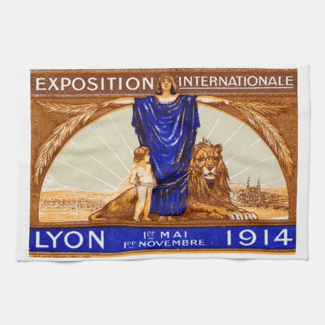 1914 Lyon Internationell Expo Poster Kökshandduk (Horisontell)