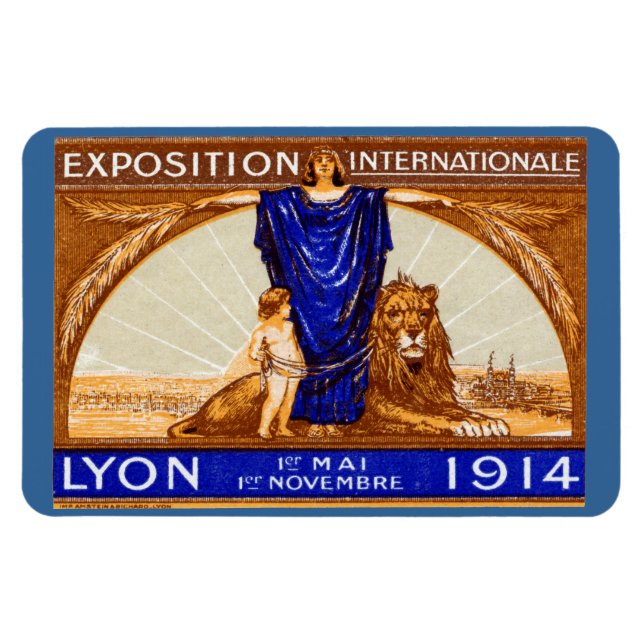 1914 Lyon Internationell Expo Poster Magnet (Horisontell)