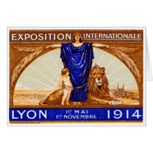 1914 Lyon Internationell Expo Poster OBS Kort