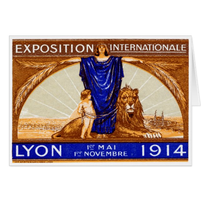 1914 Lyon Internationell Expo Poster OBS Kort (Framsidan Horizontal)