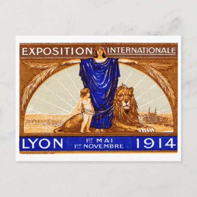 1914 Lyon Internationell Expo Poster Vykort (Framsida)