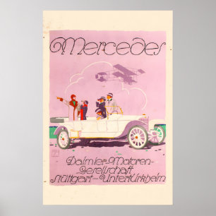 1914 Mercedes Daimler Vintage Style Automobil Poster
