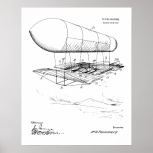 1914 Skriv ut Maskin Patent Art Teckning Poster