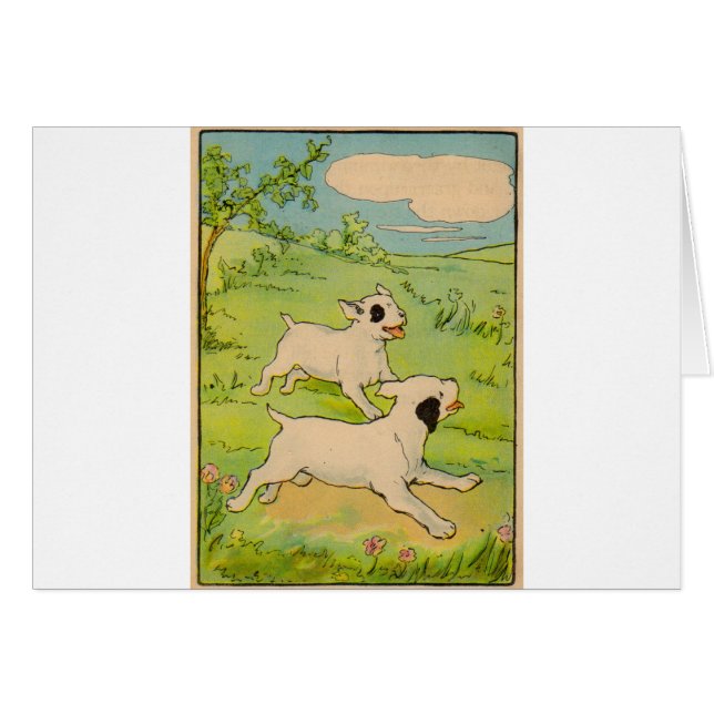 1914 Två hundar i gång Hälsningskort (Framsidan Horizontal)