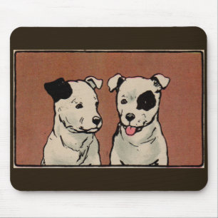 1914 två pitbullhundbarns illustration för bok musmatta