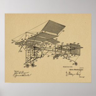 1914 Vintage Airplane Patent Art Drawing Print Poster