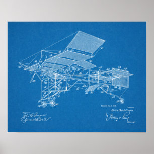 1914 Vintage Flygplanspatent Art Teckning Skriv ut Poster