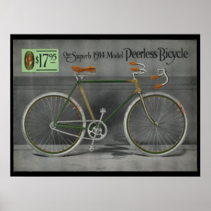 1914 Vintage Poster Peerless Bicycle and Art