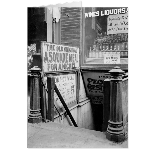 1915 års femcentsrestauratör hälsningskort (Framsidan)