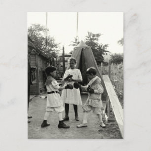 1915 Backyard Boxing Match Vykort