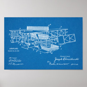 1915 Flygplanspatent Art Teckning Skriv ut Poster