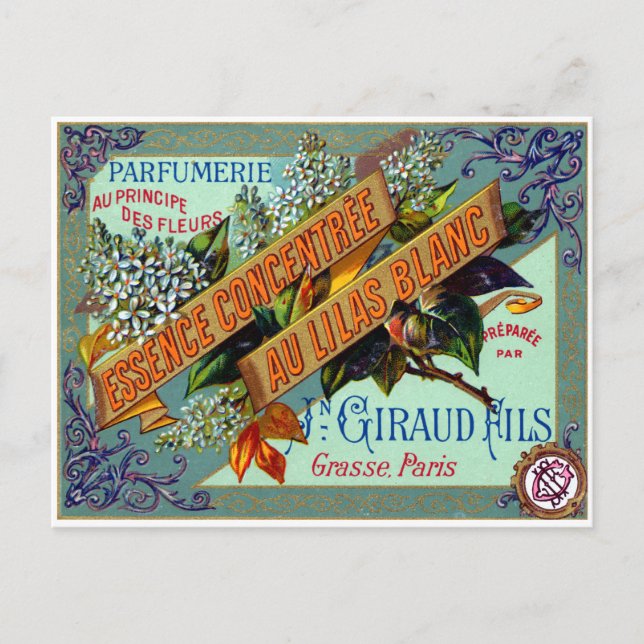 1915 Fransk White Lilac parfym Vykort (Framsida)