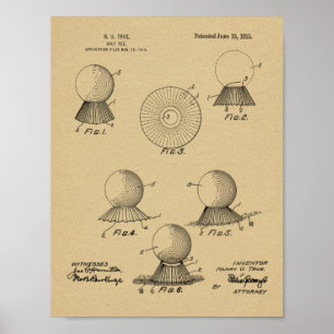 1915 Golf Boll Tee Design Patent Art Print Poster