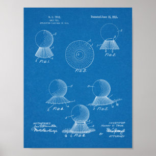 1915 Golf Boll Tee Design Patent Art Print Poster