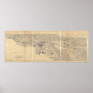 1915 karta Los Angeles, Auto klubb av sydlig CA Poster