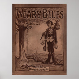 1915 Lakan Music Cover "WEARY BLUES" Poster