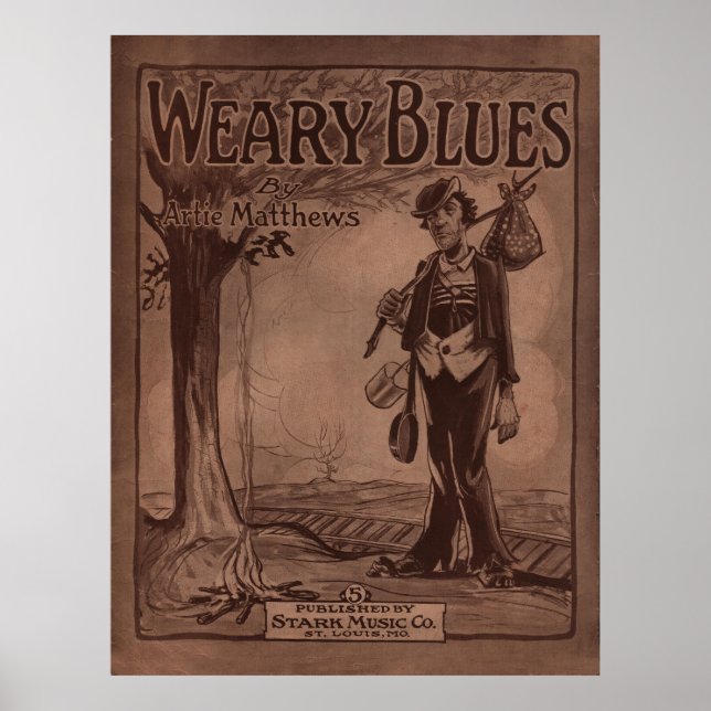 1915 Lakan Music Cover "WEARY BLUES" Poster (Framsidan)