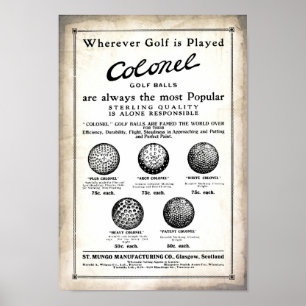 1915 Överste Golf Bollar Advertisement Print Poster