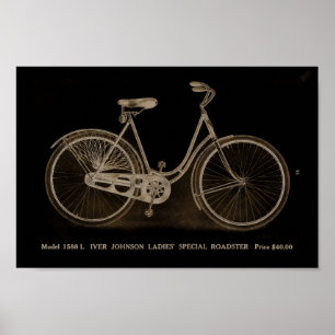 1915 Vintage Dam Roadster Bicycle and Art Poster