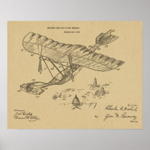 1915 Vintage Flygplanspatent Art Teckning Skriv ut Poster