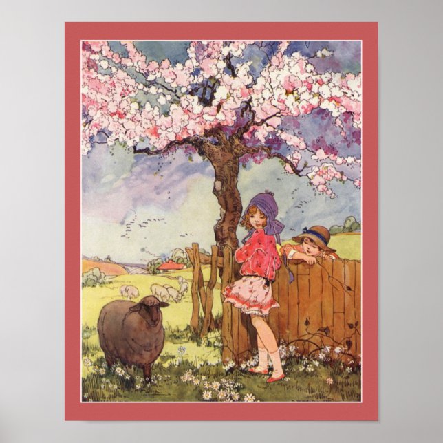  1916 Barnkammar Rim för barn och får  Poster (Framsidan)