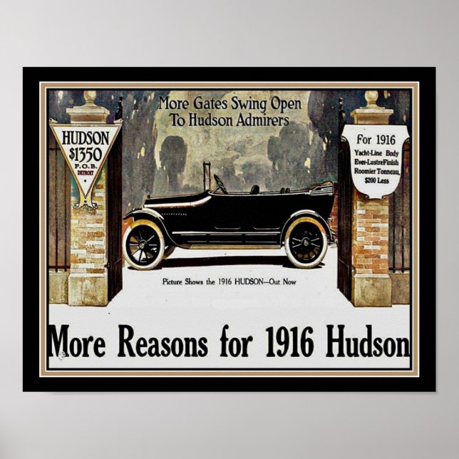 1916 Hudson Automobile Advertisement Poster (Framsidan)