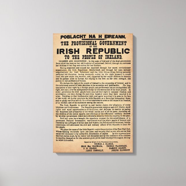 1916 Irish Proclamation Canvas (Original Copy) (Framsida)