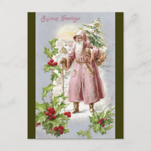 1916 Jackat Santa in Rosa med Träd Helg Vykort