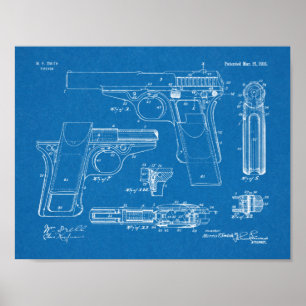 1916 Smith Gun Patent Art Teckning Skriv ut Poster