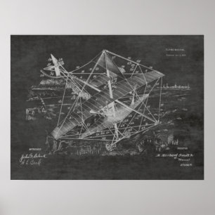 1916 Vintage Flygplanspatent Art Teckning Skriv ut Poster