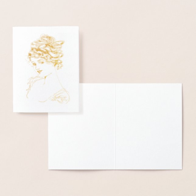 1917 Art nouveau Dam Porträtt Folierat Kort (Display)