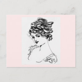 1917 Art nouveau Stil Bläck Teckning av min farfar Vykort