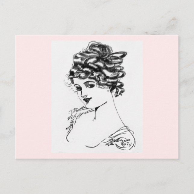 1917 Art nouveau Stil Bläck Teckning av min farfar Vykort (Framsida)