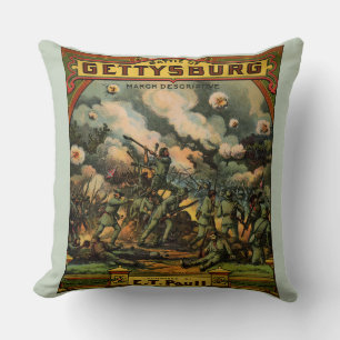 1917 Buattle of Gettysburg lakan musikalisk utskri Kudde