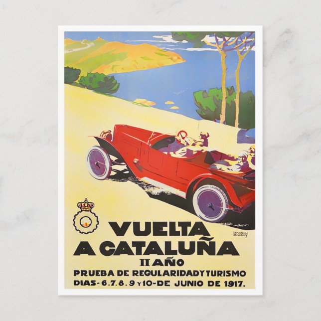1917 Catalunya Tour Vintage tävla Vykort (Framsida)