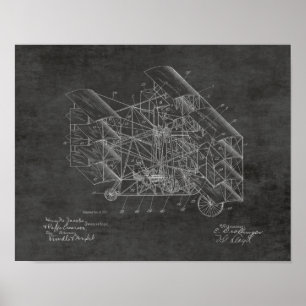 1917 Flygplanspatent i Maskin Art Teckning Poster