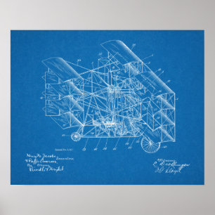 1917 Flygplanspatent i Maskin Art Teckning Poster