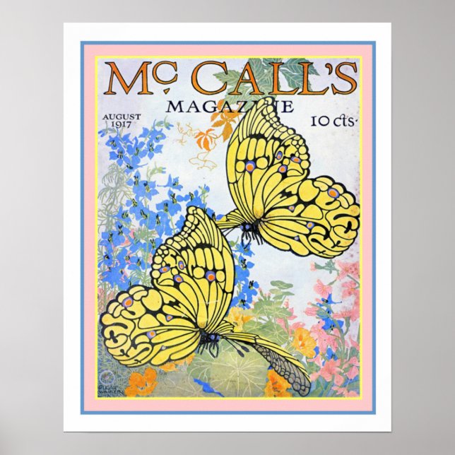 1917 McCall's Butterfly Magazine Cover 16x20 Poster (Framsidan)